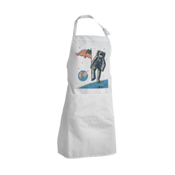 The first man on the moon, Adult Chef Apron (with sliders and 2 pockets)