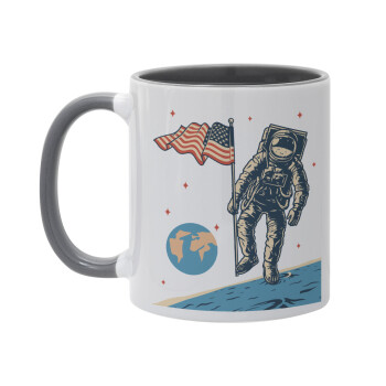 The first man on the moon, Mug colored grey, ceramic, 330ml