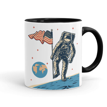 The first man on the moon, Mug colored black, ceramic, 330ml