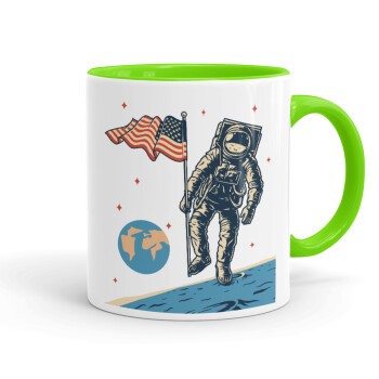 The first man on the moon, Mug colored light green, ceramic, 330ml