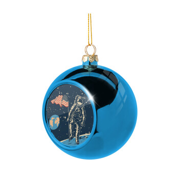The first man on the moon, Χριστουγεννιάτικη μπάλα δένδρου Μπλε 8cm