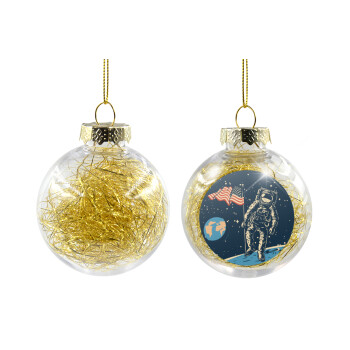 The first man on the moon, Χριστουγεννιάτικη μπάλα δένδρου διάφανη με χρυσό γέμισμα 8cm