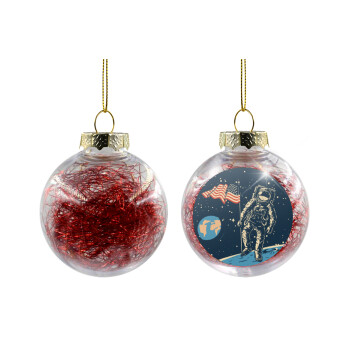 The first man on the moon, Χριστουγεννιάτικη μπάλα δένδρου διάφανη με κόκκινο γέμισμα 8cm
