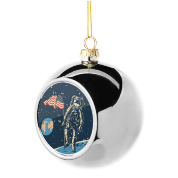 The first man on the moon, Χριστουγεννιάτικη μπάλα δένδρου Ασημένια 8cm
