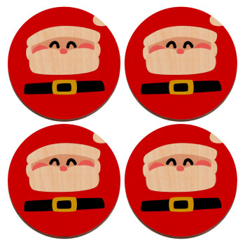 Simple Santa, ΣΕΤ x4 Σουβέρ ξύλινα στρογγυλά plywood (9cm)