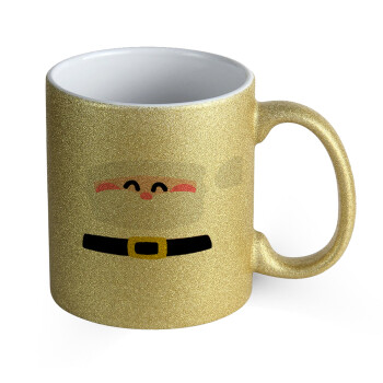Simple Santa, Κούπα Χρυσή Glitter που γυαλίζει, κεραμική, 330ml