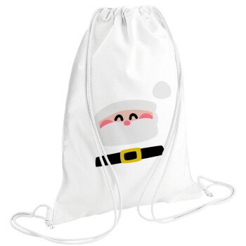 Simple Santa, Τσάντα πλάτης πουγκί GYMBAG λευκή (28x40cm)