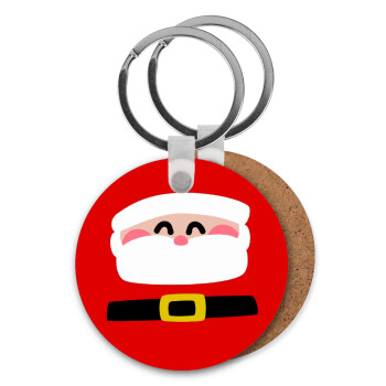 Simple Santa, Μπρελόκ Ξύλινο στρογγυλό MDF Φ5cm