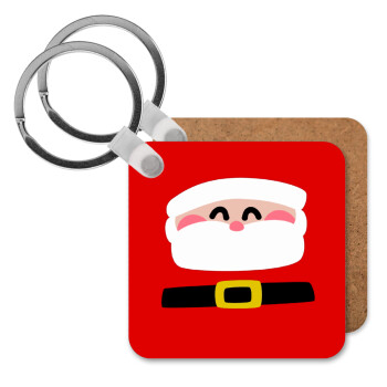 Simple Santa, Μπρελόκ Ξύλινο τετράγωνο MDF