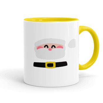 Simple Santa, Κούπα χρωματιστή κίτρινη, κεραμική, 330ml