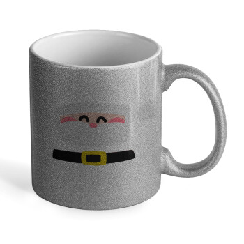 Simple Santa, Κούπα Ασημένια Glitter που γυαλίζει, κεραμική, 330ml