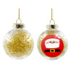 Transparent Christmas tree ball ornament with gold filling 8cm
