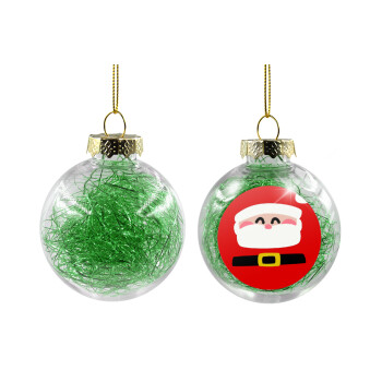 Simple Santa, Χριστουγεννιάτικη μπάλα δένδρου διάφανη με πράσινο γέμισμα 8cm