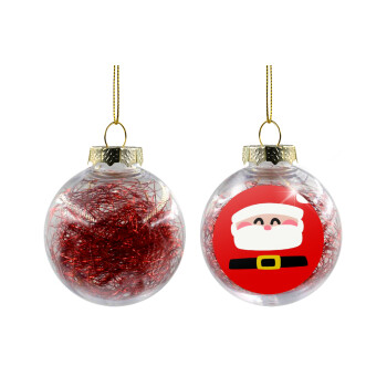 Simple Santa, Χριστουγεννιάτικη μπάλα δένδρου διάφανη με κόκκινο γέμισμα 8cm