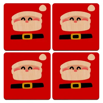 Simple Santa, ΣΕΤ x4 Σουβέρ ξύλινα τετράγωνα plywood (9cm)
