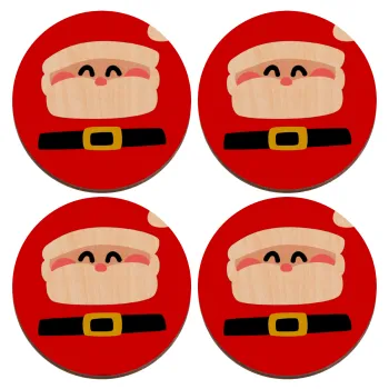 Simple Santa, ΣΕΤ x4 Σουβέρ ξύλινα στρογγυλά plywood (9cm)