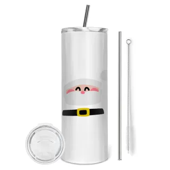 Simple Santa, Tumbler ποτήρι θερμό από ανοξείδωτο ατσάλι 600ml, με μεταλλικό καλαμάκι & βούρτσα καθαρισμού