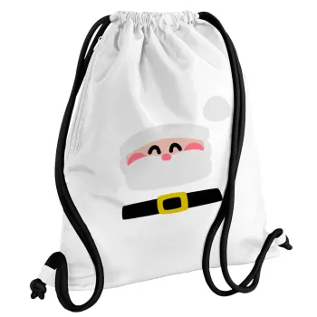 Simple Santa, Backpack pouch GYMBAG white, with pocket (40x48cm) & thick cords