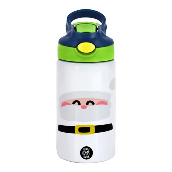 Simple Santa, Παιδικό παγούρι θερμό, ανοξείδωτο, με καλαμάκι ασφαλείας, πράσινο/μπλε (350ml)