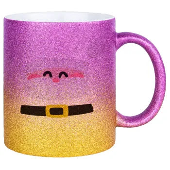 Simple Santa, Κούπα Χρυσή/Ροζ Glitter, κεραμική, 330ml