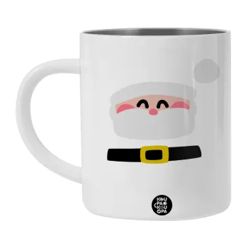 Simple Santa, Λευκή Ανοξείδωτη Μεταλλική Κούπα 450ml - Διπλού Τοιχώματος 