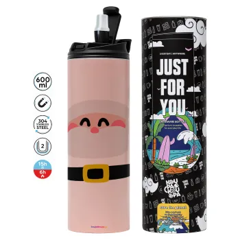 Simple Santa, Tumbler ποτήρι θερμό ΡΟΖ από ανοξείδωτο ατσάλι 600ml