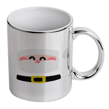 Simple Santa, Mug ceramic, silver mirror, 330ml
