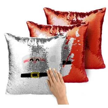 Simple Santa, Μαξιλάρι καναπέ Μαγικό Κόκκινο με πούλιες 40x40cm περιέχεται το γέμισμα