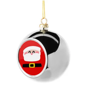 Simple Santa, Silver 8cm Christmas tree ball ornament