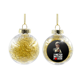 Pulp Fiction 2 meter mother f...r, Χριστουγεννιάτικη μπάλα δένδρου διάφανη με χρυσό γέμισμα 8cm