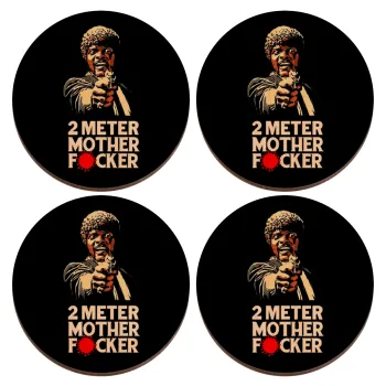 Pulp Fiction 2 meter mother f...r, ΣΕΤ x4 Σουβέρ ξύλινα στρογγυλά plywood (9cm)