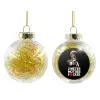 Στολίδι Χριστουγεννιάτικη μπάλα δένδρου διάφανη με χρυσό γέμισμα 8cm