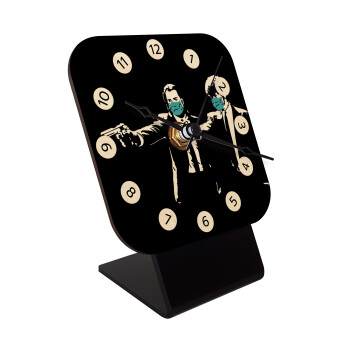 Pulp Fiction guns, Quartz Table clock in natural wood (10cm)