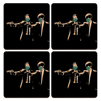 Pulp Fiction guns, ΣΕΤ x4 Σουβέρ ξύλινα τετράγωνα plywood (9cm)