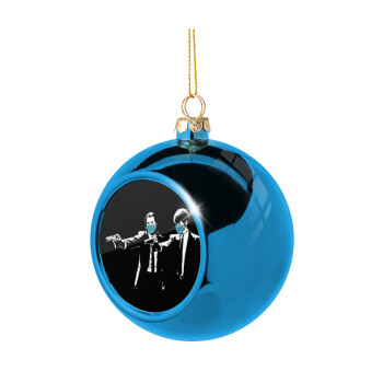 Pulp Fiction guns, Blue Christmas tree ball ornament 8cm