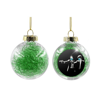 Pulp Fiction guns, Χριστουγεννιάτικη μπάλα δένδρου διάφανη με πράσινο γέμισμα 8cm