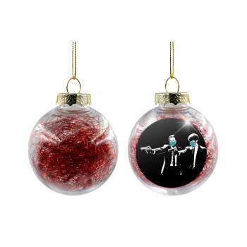Pulp Fiction guns, Transparent Christmas tree ball ornament with red filling 8cm