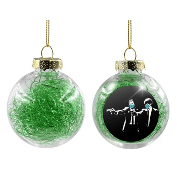 Pulp Fiction guns, Transparent Christmas tree ball ornament with green filling 8cm