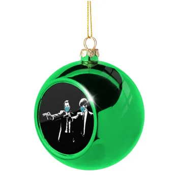 Pulp Fiction guns, Green Christmas tree ornament ball 8cm