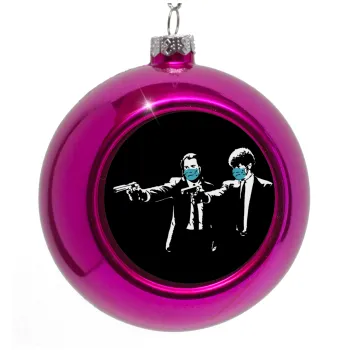 Pulp Fiction guns, Purple Christmas tree ornament bauble 8cm