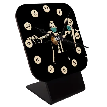 Pulp Fiction guns, Επιτραπέζιο ρολόι σε φυσικό ξύλο (10cm)