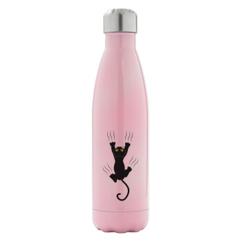 cat grabbing, Metal mug thermos Pink Iridiscent (Stainless steel), double wall, 500ml
