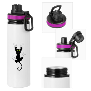 cat grabbing, Metallic water bottle with safety lid, 850ml aluminum