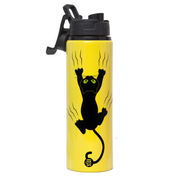 cat grabbing, Metallic water bottle with safety lid, 850ml aluminum