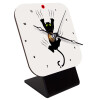 cat grabbing, Επιτραπέζιο ρολόι ξύλινο με δείκτες (10cm)