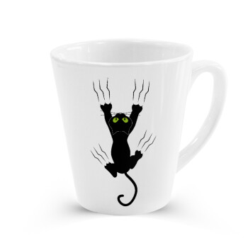 cat grabbing, Κούπα κωνική Latte Λευκή, κεραμική, 300ml