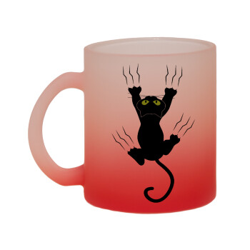 Γατούλα γρατζουνιά, Κούπα γυάλινη δίχρωμη με βάση το κόκκινο ματ, 330ml