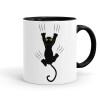 cat grabbing, Κούπα χρωματιστή μαύρη, κεραμική, 330ml