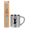Easter Set, metallic thermal cup (300ml) & Easter aromatic flat candle (30cm) (GRAY)