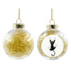 Transparent Christmas tree ball ornament with gold filling 8cm